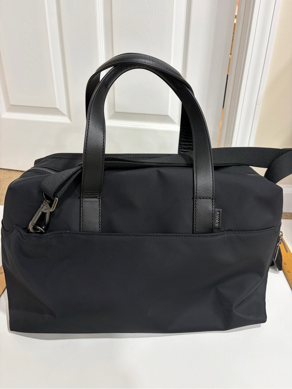Away Black Travel Duffel with Top Handles and Removable Strap